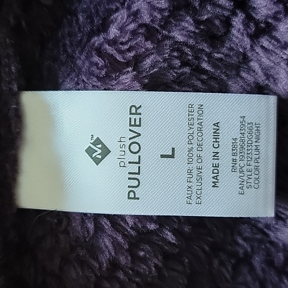 Faux Fur Deep Purple Pullover Kangaroo pockets Size Large - Picture 6 of 14